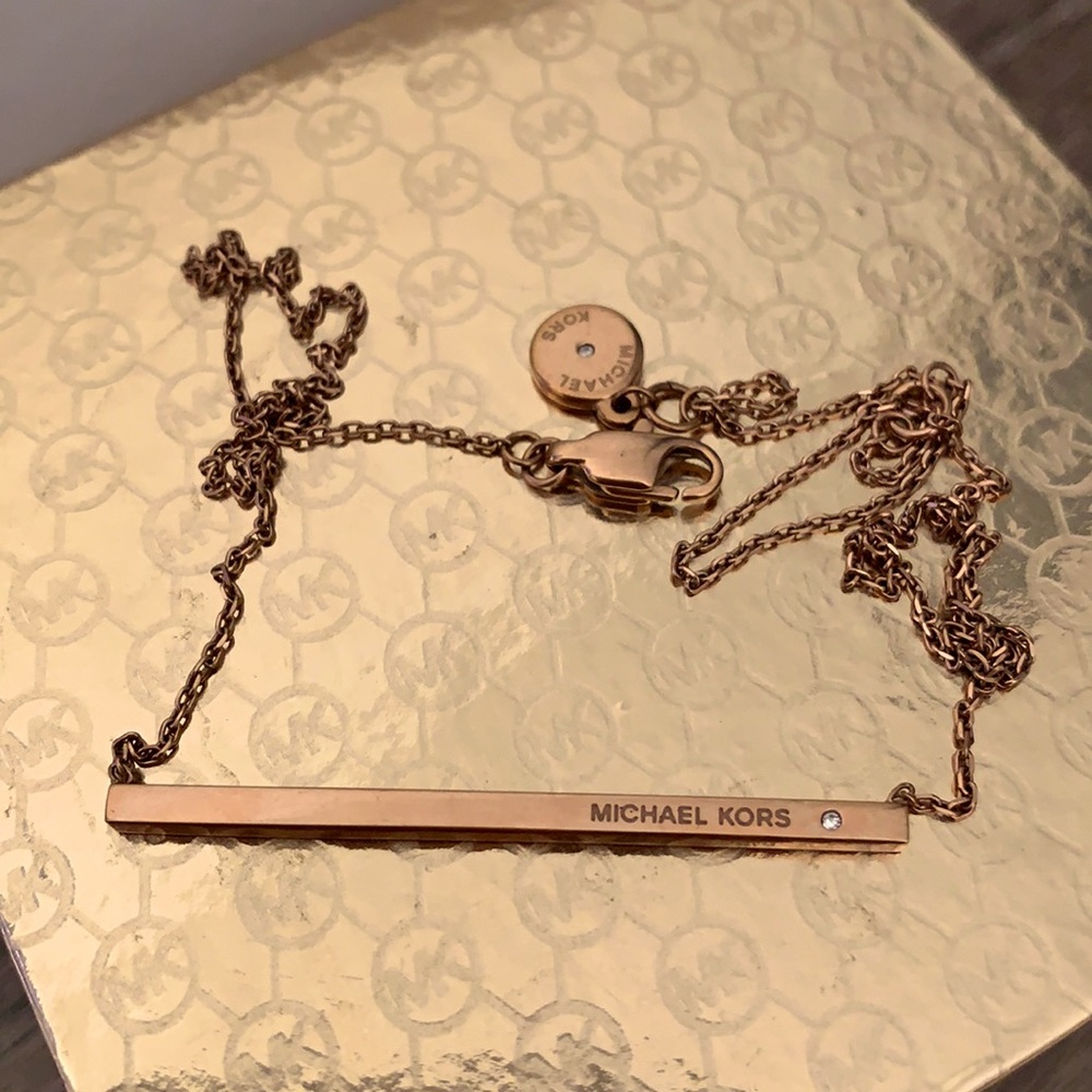 Michael Kors Rose Gold Bar Necklace